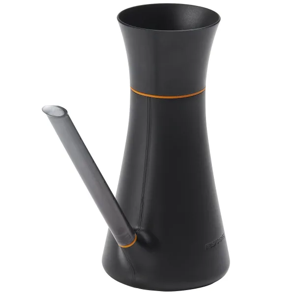 FISKARS® Designer Gießkanne Schwarz & Orange mit Wasserstandsanzeige 1,2 Liter - Kunstharz