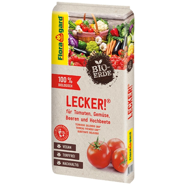 Floragard® BIO-ERDE Lecker!® für Tomaten Gemüse Beeren und Hochbeete - 40 Liter