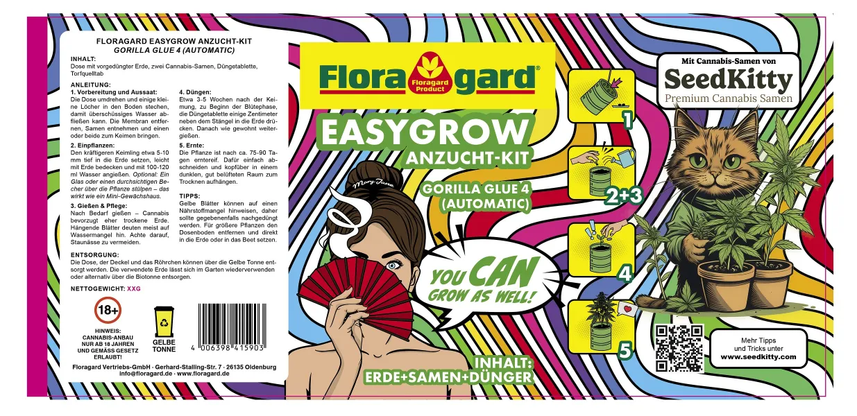 Floragard® EASY GROW Cannabis-Anzucht-Kit Gorilla Glue 4 (Automatic) All-in-One