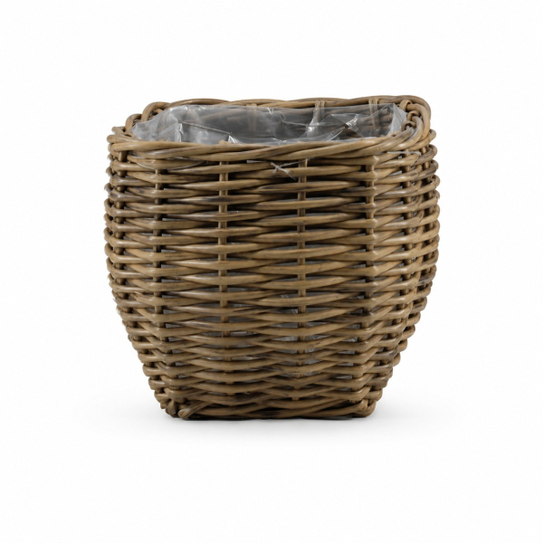 FLORAN Pflanzgefäß Korb Calgary mit Folienauskleidung Ø 19 cm - Rattan