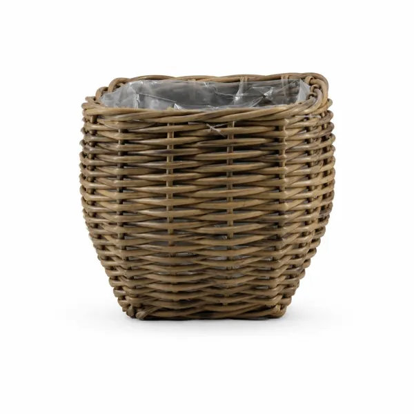 FLORAN Pflanzgefäß Korb Calgary mit Folienauskleidung Ø 19 cm - Rattan