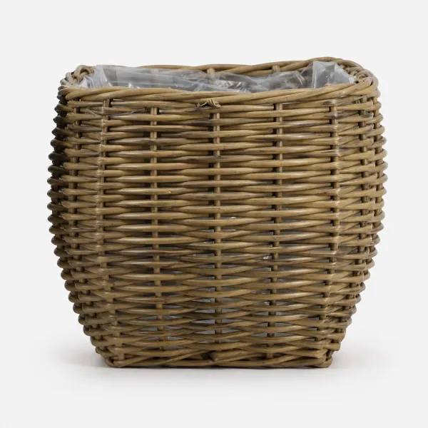 FLORAN Pflanzgefäß Korb Calgary mit Folienauskleidung Ø 24 cm - Rattan