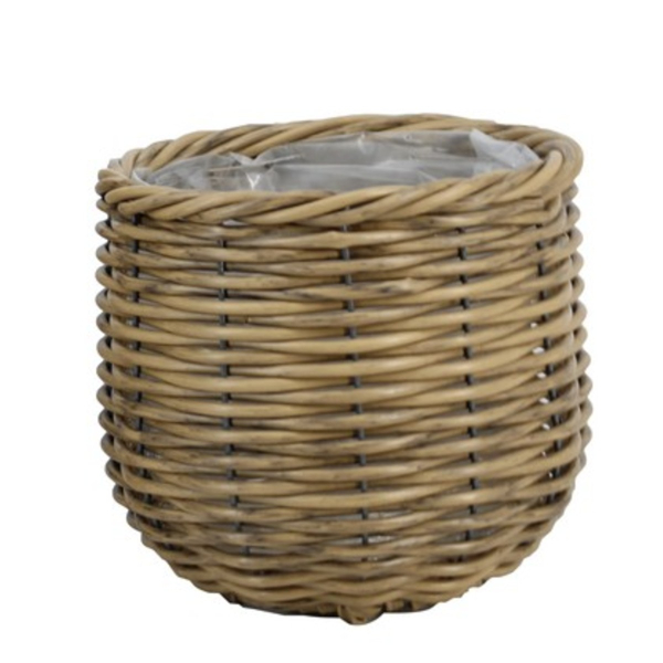 FLORAN Pflanzgefäß Korb Edmonton mit Folienauskleidung Ø 23 cm - Rattan