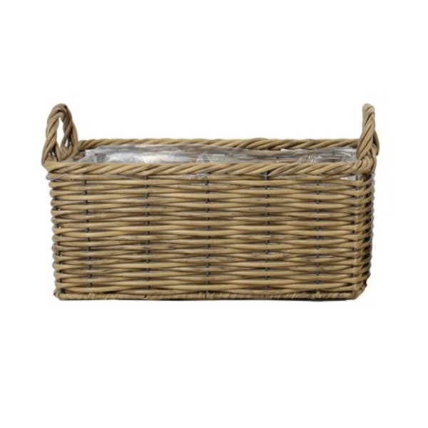 FLORAN Pflanzgefäß Korb Hamolton mit Folienauskleidung 40 x 17 cm - Rattan
