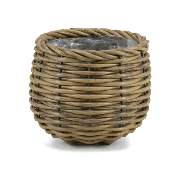 FLORAN Pflanzgefäß Korb Montreal mit Folienauskleidung Ø 19 cm - Rattan