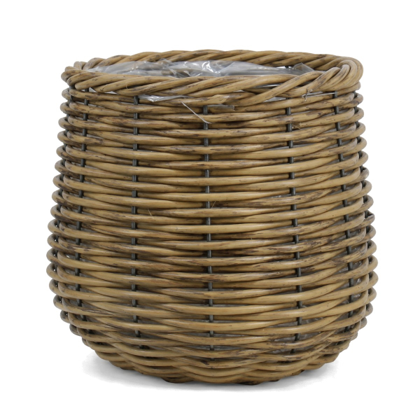 FLORAN Pflanzgefäß Korb Montreal mit Folienauskleidung Ø 26 cm - Rattan