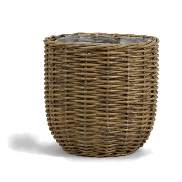 FLORAN Pflanzgefäß Korb Toronto mit Folienauskleidung Ø 20 cm - Rattan