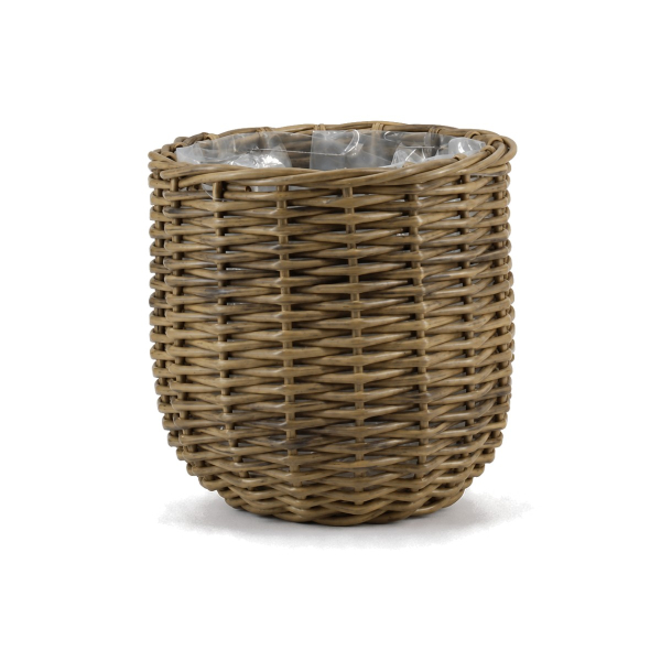 FLORAN Pflanzgefäß Korb Toronto mit Folienauskleidung Ø 25 cm - Rattan