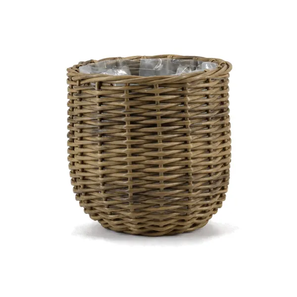 FLORAN Pflanzgefäß Korb Toronto mit Folienauskleidung Ø 25 cm - Rattan
