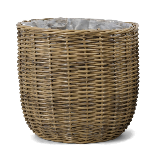 FLORAN Pflanzgefäß Korb Toronto mit Folienauskleidung Ø 29 cm - Rattan