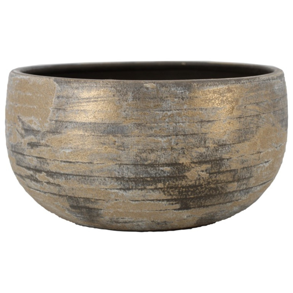 FLORAN Pflanzschale Funchal Braun/Grau verwaschen Ø 34 cm - Keramik