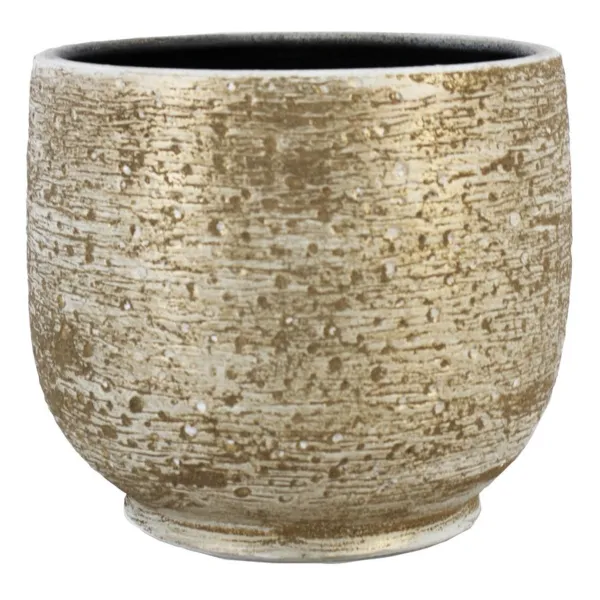 FLORAN Übertopf Aveiro Goldfarben/Weiß verwaschen Ø 24 cm - Keramik FLORAN Übertopf Aveiro Goldfarben/Weiß verwaschen Ø 24 cm - Keramik