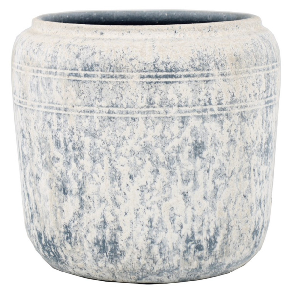 FLORAN Übertopf Milou Weiß/Blau verwaschen Ø 24 cm - Keramik