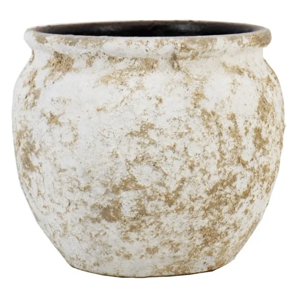 FLORAN Übertopf Vales Weiß/Beige verwaschen Ø 39 cm - Keramik