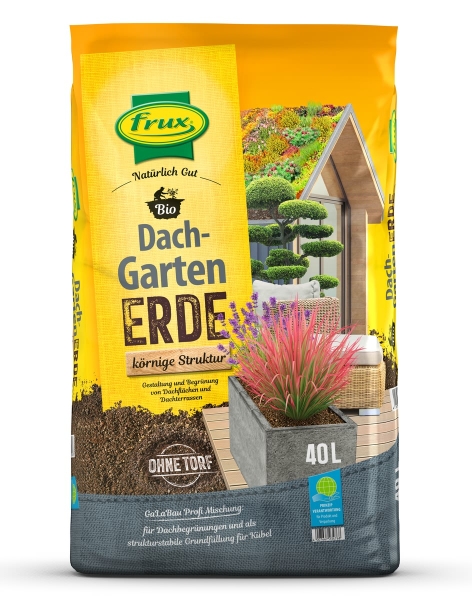frux® Bio Dachgartenerde körnige Struktur Natürlich Gut torffrei - 40 Liter