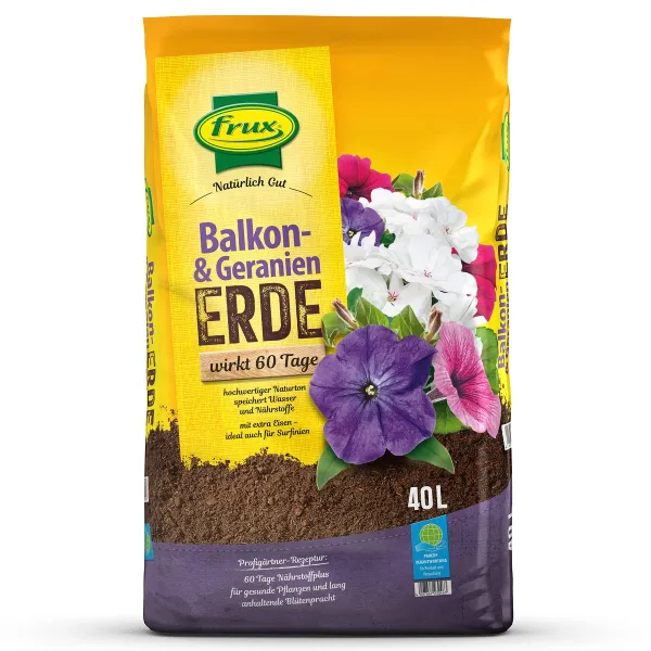 frux® Pro Balkon- & Geranienerde wirkt 60 Tage Natürlich Gut - 40 Liter