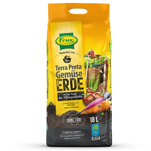 frux® Pro Bio Terra Preta Gemüseerde mit Pflanzenkohle torffrei - 18 Liter