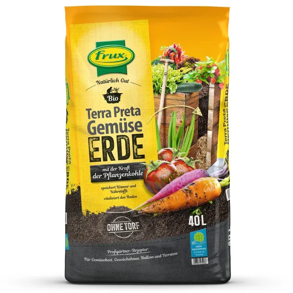 frux® Pro Bio Terra Preta Gemüseerde mit Pflanzenkohle torffrei - 40 Liter