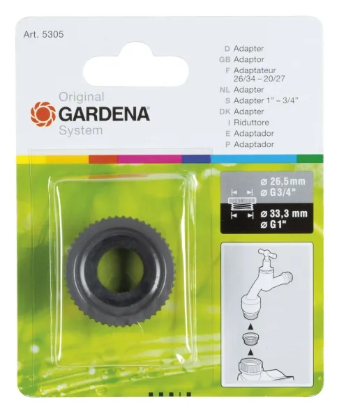 GARDENA® Original System Adapter 33,3 mm (G 1) / 26,5 mm (G 3/4)