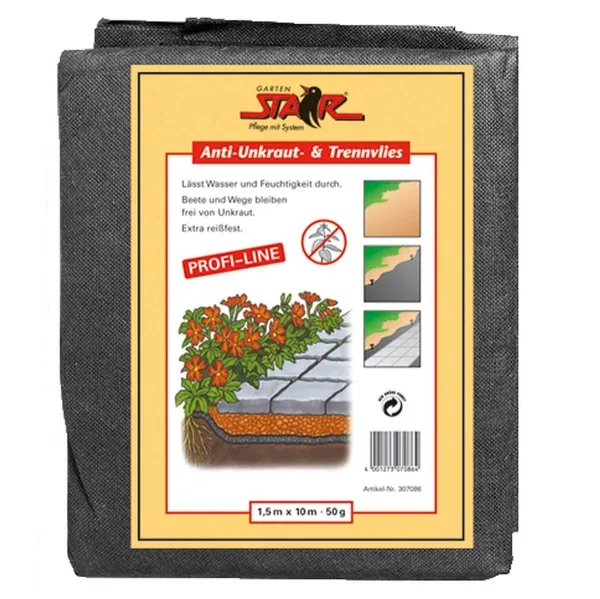 Garten Star® Anti-Unkraut- und Trennvlies Profi-Line Schwarz 1,5 x 10 m Garten Star® Anti-Unkraut- und Trennvlies Profi-Line Schwarz 1,5 x 10 m