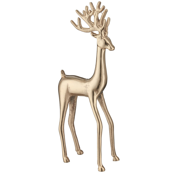 GASPER Weihnachtsfigur Hirsch Goldfarben massiv 41 cm - Aluminium
