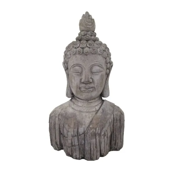 GASPER Cement Buddha Büste in Holzoptik 14 x 26,5 cm