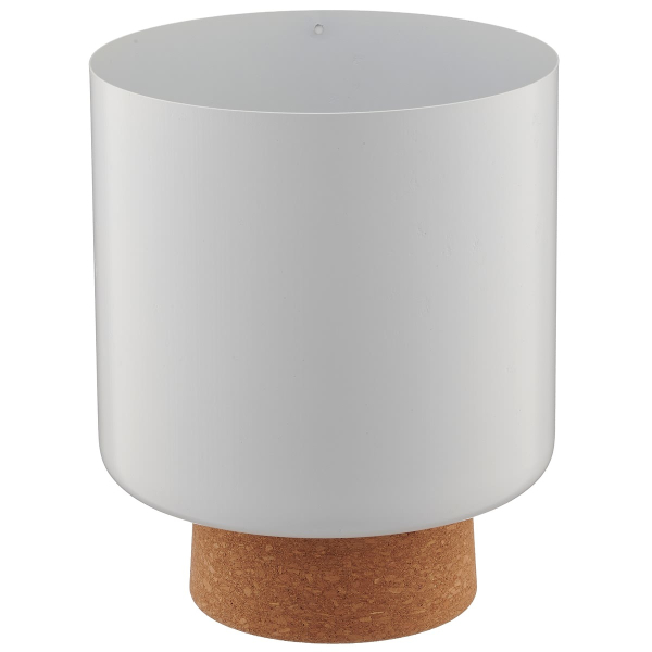 GASPER CREATIV home Übertopf Weiß matt Ø 14 cm x 17,5 cm - Metall & Kork