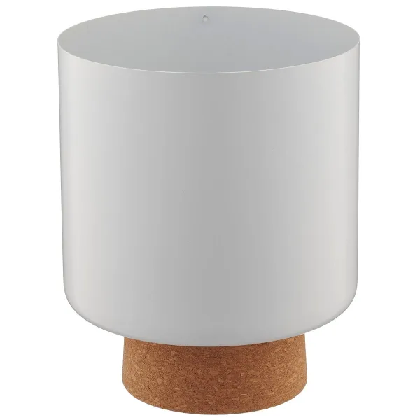 GASPER CREATIV home Übertopf Weiß matt Ø 14 cm x 17,5 cm - Metall & Kork