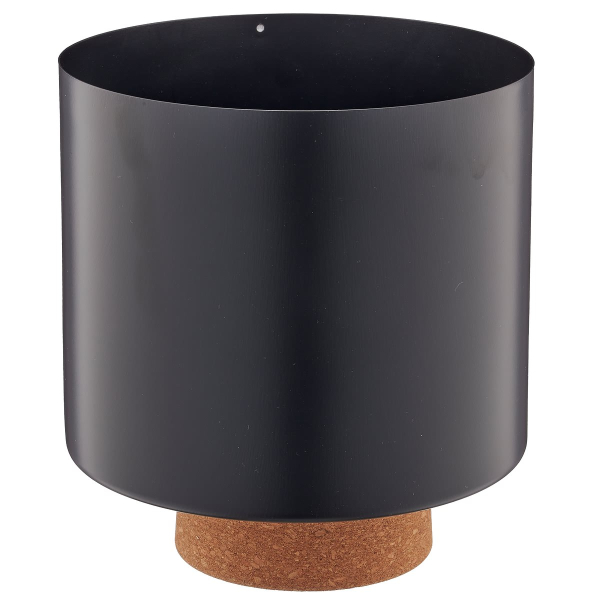 GASPER CREATIV home Übertopf Schwarz matt Ø 17,5 x 19,5 cm - Metall & Kork