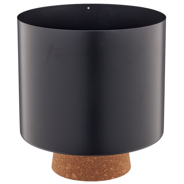 GASPER CREATIV home Übertopf Schwarz matt Ø 19,5 x 22 cm - Metall & Kork