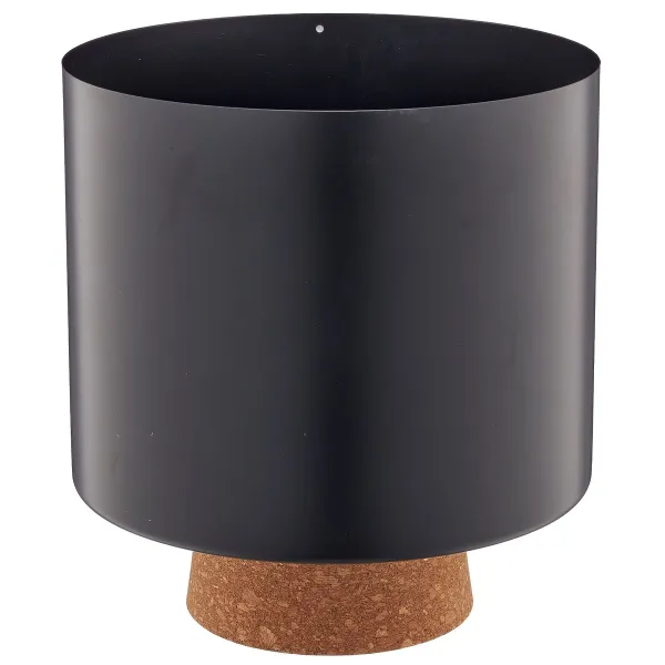 GASPER CREATIV home Übertopf Schwarz matt Ø 19,5 x 22 cm - Metall & Kork