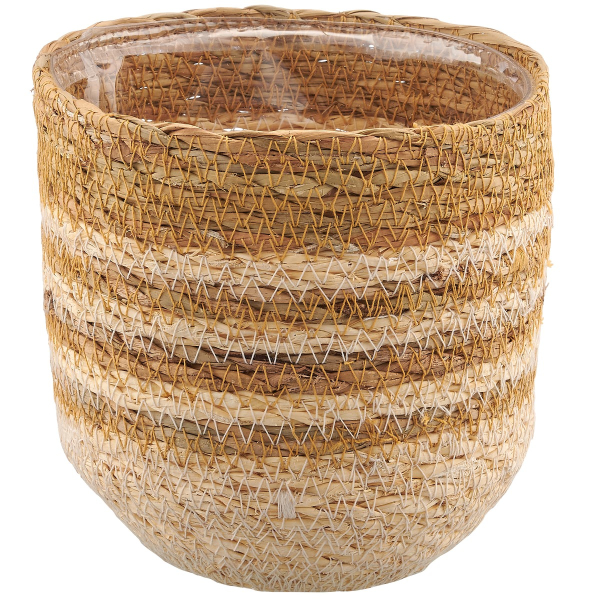 GASPER CREATIV home Übertopf Braun & Natur mit Folienauskleidung Ø 12 cm - Seegras