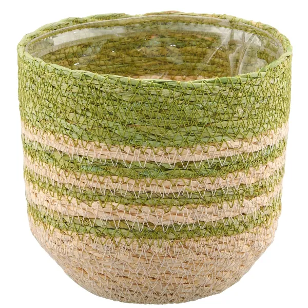 GASPER CREATIV home Übertopf Grün & Natur mit Folienauskleidung Ø 12 cm - Seegras