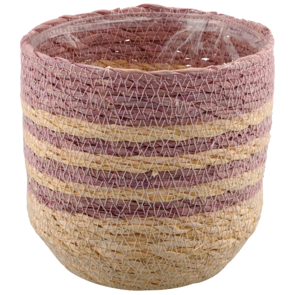 GASPER CREATIV home Übertopf Rosa & Natur mit Folienauskleidung Ø 12 cm - Seegras