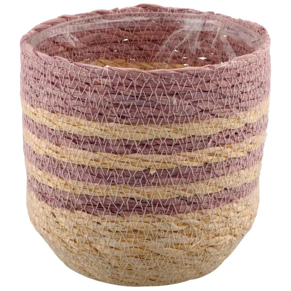 GASPER CREATIV home Übertopf Rosa & Natur mit Folienauskleidung Ø 12 cm - Seegras