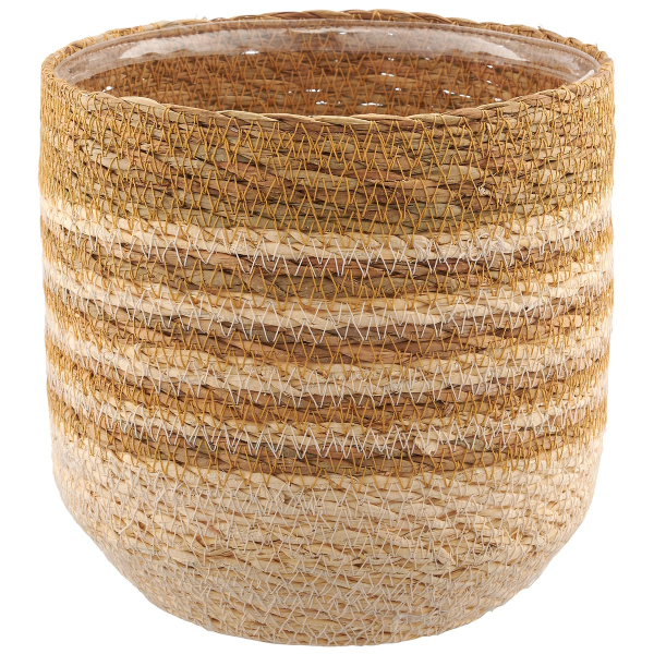 GASPER CREATIV home Übertopf Braun & Natur mit Folienauskleidung Ø 16 cm - Seegras