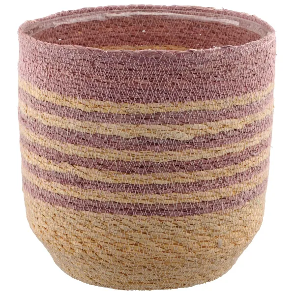 GASPER CREATIV home Übertopf Rosa & Natur mit Folienauskleidung Ø 18 cm - Seegras