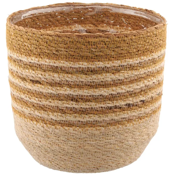 GASPER CREATIV home Übertopf Braun & Natur mit Folienauskleidung Ø 19,5 cm - Seegras