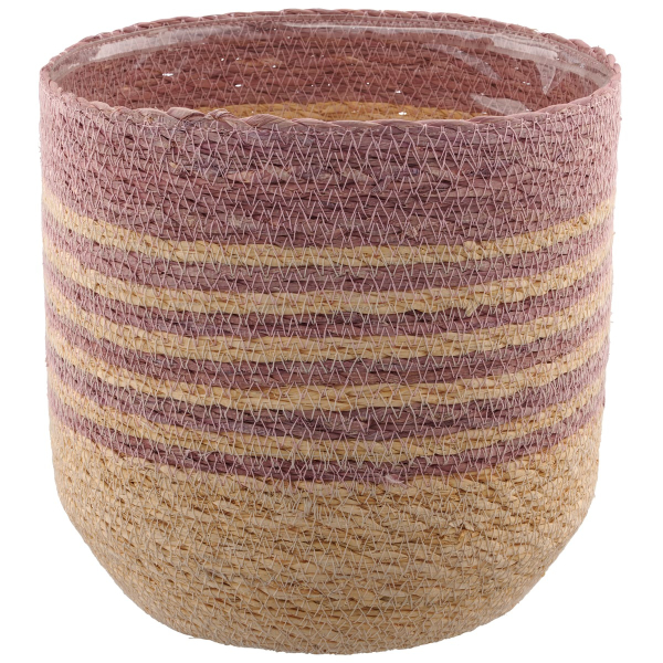 GASPER CREATIV home Übertopf Rosa & Natur mit Folienauskleidung Ø 19,5 cm - Seegras