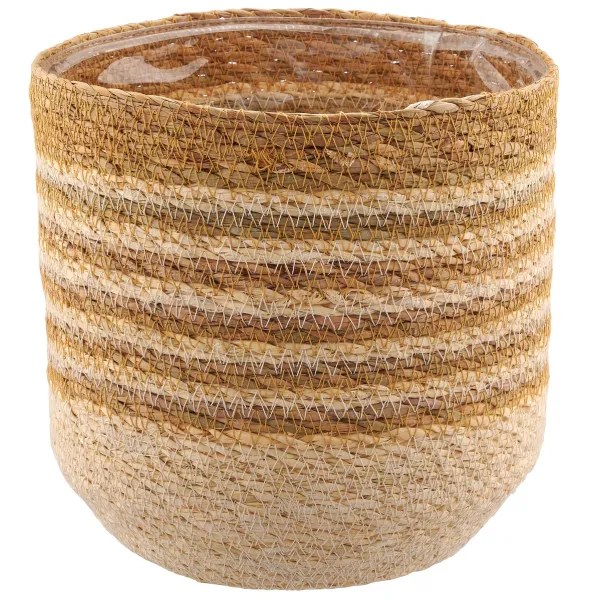GASPER CREATIV home Übertopf Braun & Natur mit Folienauskleidung Ø 18 cm - Seegras GASPER CREATIV home Übertopf Braun & Natur mit Folienauskleidung Ø 18 cm - Seegras