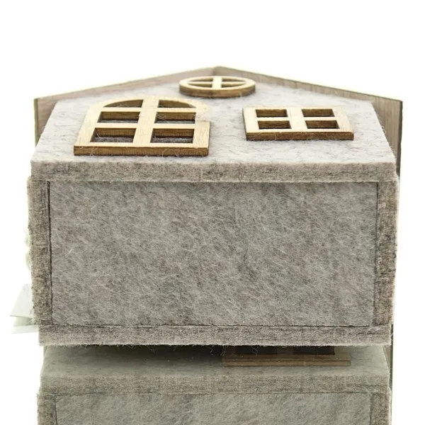 GASPER Deko-Haus Anhänger Grau-Beige meliert 12 cm - Filz & Holz