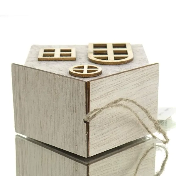 GASPER Deko-Haus Anhänger Grau-Beige meliert 12 cm - Filz & Holz