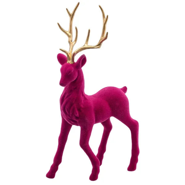 Gasper Dekofigur Hirsch stehend goldfarbenes Geweih beflockt pink 20 cm x 7 cm x 37 cm Gasper Dekofigur Hirsch stehend goldfarbenes Geweih beflockt pink 20 cm x 7 cm x 37 cm