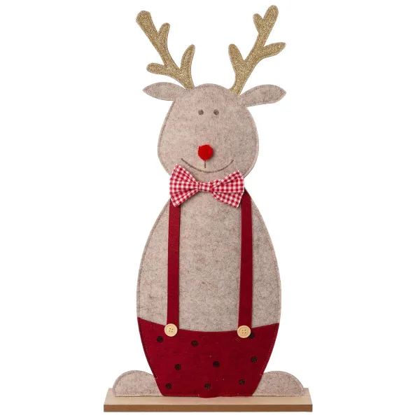 GASPER Elch Filz ausf Holzbase,rot,60x31x6 cm