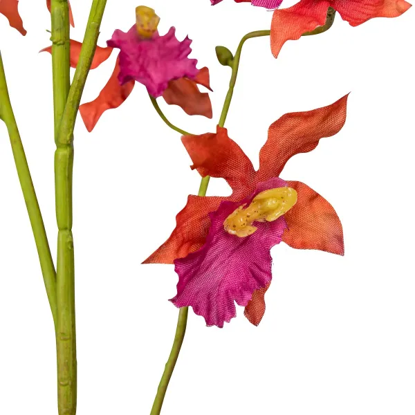 GASPER Orchidee Epidendrum Orange & Violett 100 cm - Kunstpflanzen