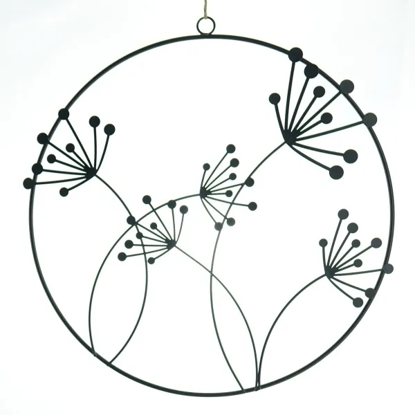 GASPER Fensterdeko Ring L mit Blumenmotiv Schwarz Ø 30 cm - Metall GASPER Fensterdeko Ring L mit Blumenmotiv Schwarz Ø 30 cm - Metall