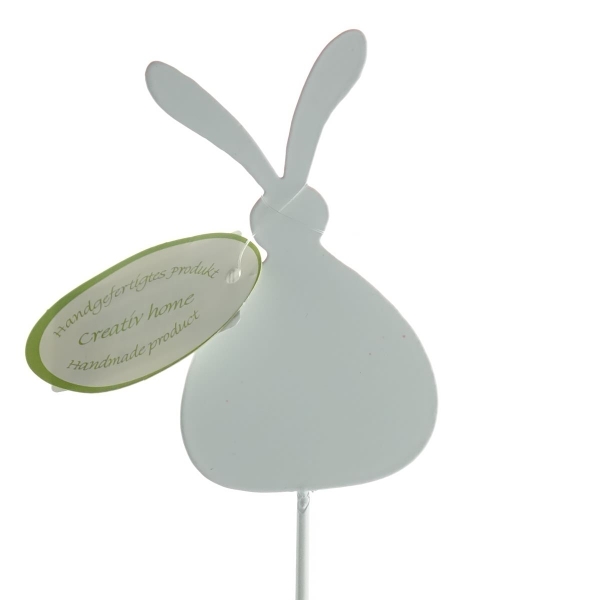 GASPER Gartenstecker Hase Weiß stehend 4,5 x 33 cm - Metall