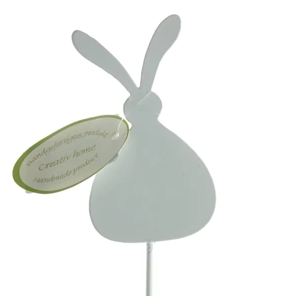 GASPER Gartenstecker Hase Weiß stehend 4,5 x 33 cm - Metall
