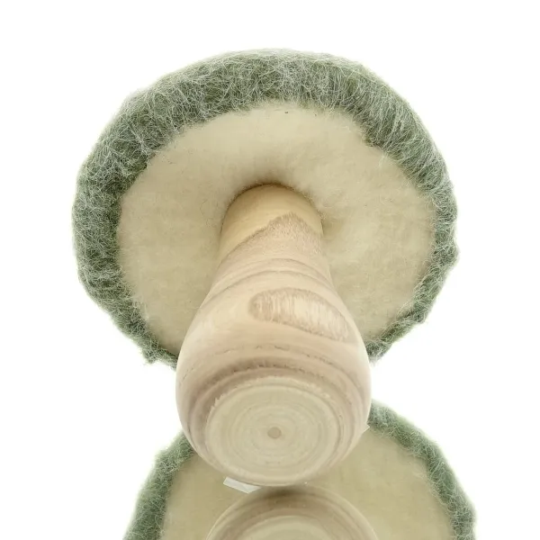 GASPER Herbst- und Weihnachtsdeko Pilz Grün & Natur Ø 17 cm - Holz & Filz