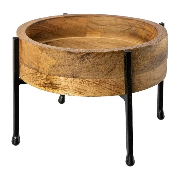 GASPER Holz-Schale auf Metallgestell Braun & Schwarz Ø 21 cm GASPER Holz-Schale auf Metallgestell Braun & Schwarz Ø 21 cm
